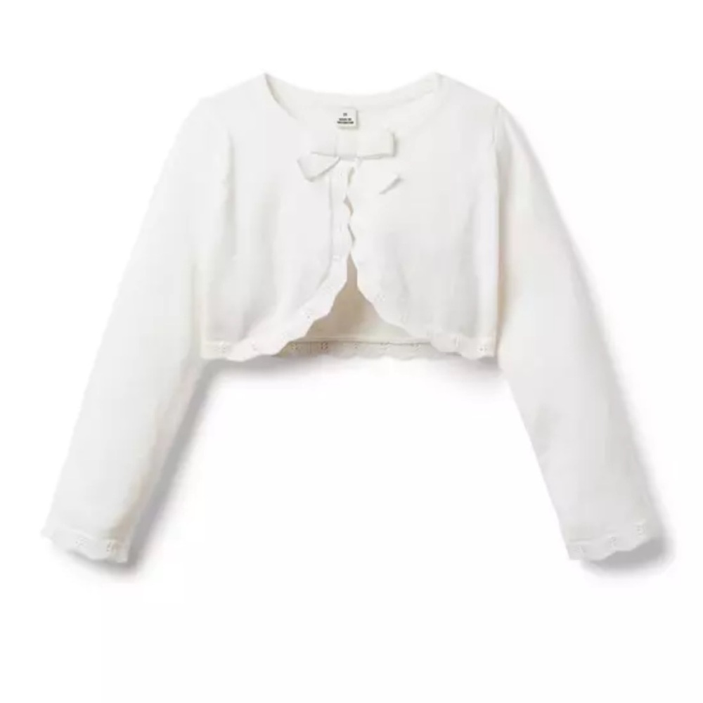 Janie and Jack White Scalloped Cardigan